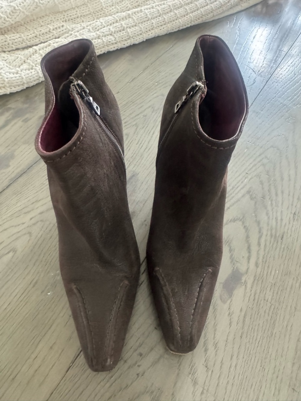 Prada Brown Leather Ankle Boots Size            37 1/2 Authentic